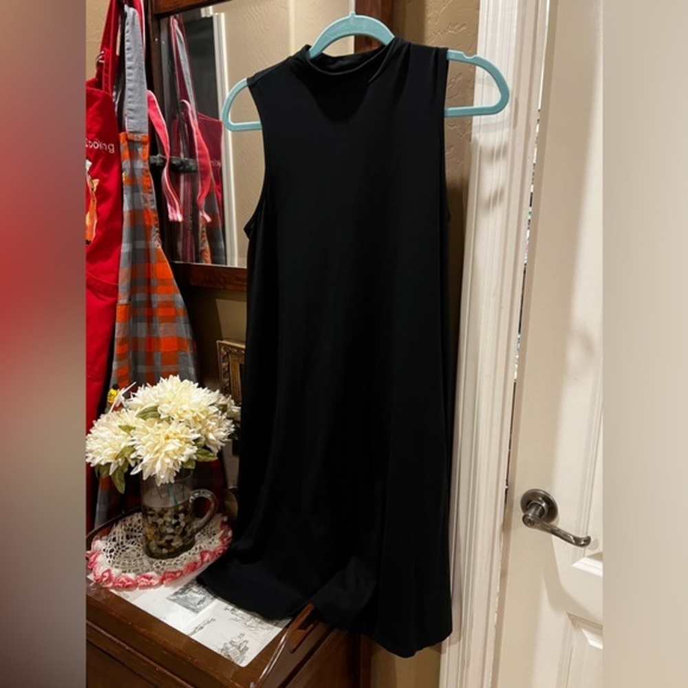 J Jill Luxe Tencel Sz S Women Sleeveless Black Shift Dress